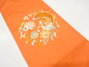 孔雀に唐花模様　刺繍　袋帯